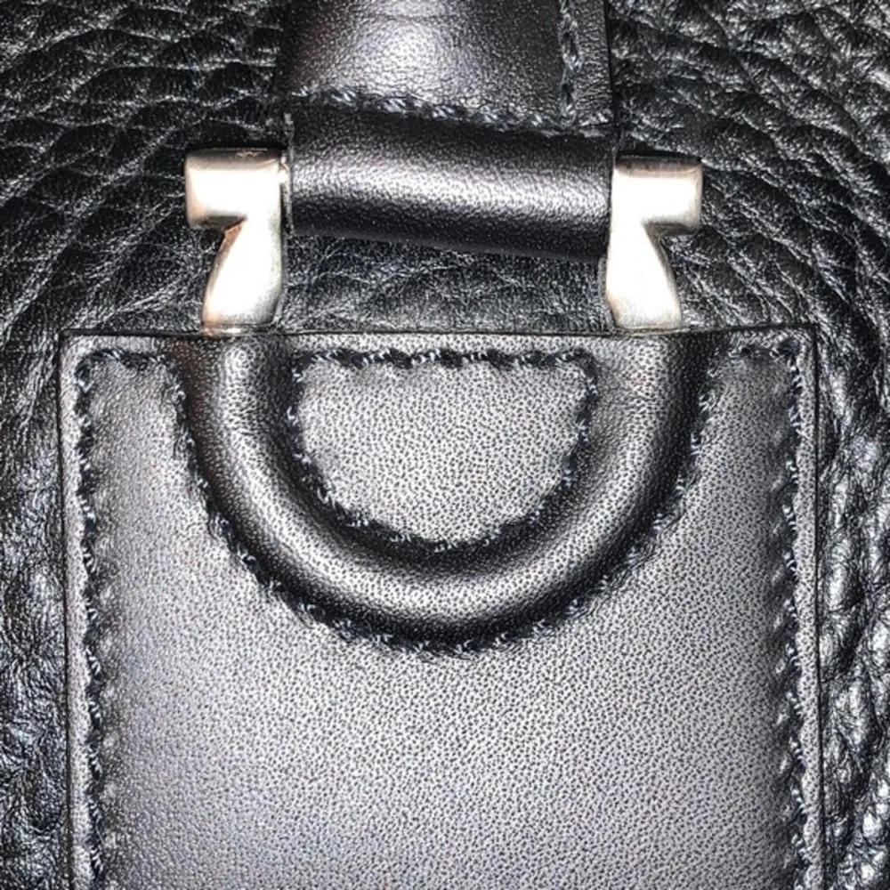 Classic Black Pebbled Leather Farragamo Weekender Duffel Bag - Men
